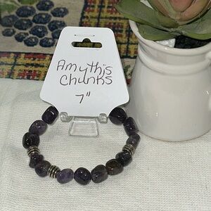Gorgeous Hand Crafted Amethyst Chunky Bead Stretch Bracelet